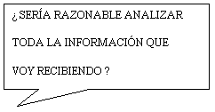 Llamada rectangular:  SERA RAZONABLE ANALIZAR 

TODA LA INFORMACIN QUE 

VOY RECIBIENDO ? 
